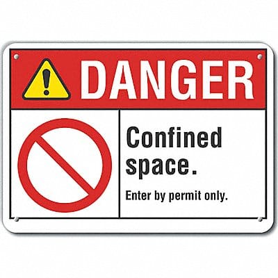 Confined Space Danger Sign 10x14in