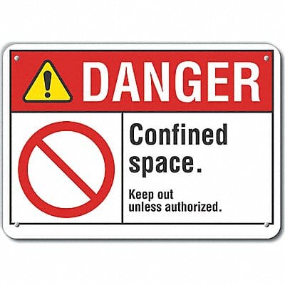 Confined Space Danger Sign 7x10in