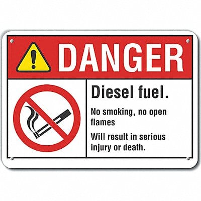 Plastic Diesel Danger Sign 7x10in Plastc