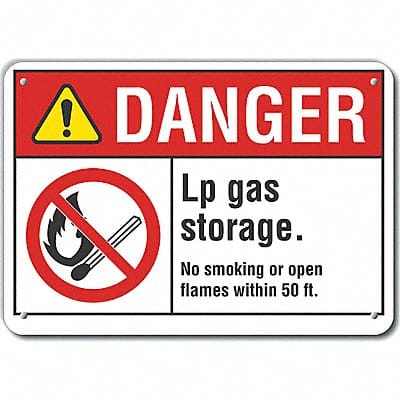 No Smoking Danger Sign 10x14in Plastic