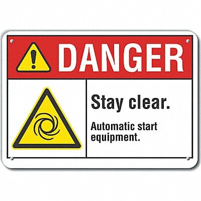 Stay Clear Danger Sign 10x14in Plastic