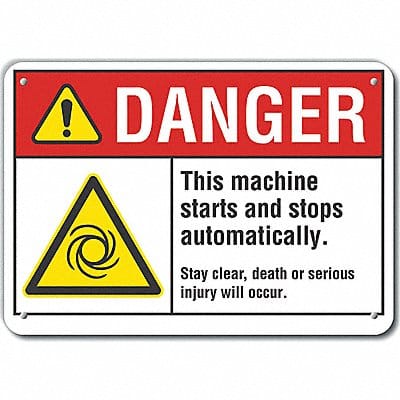 Machine Operation Danger Sign 10x14in