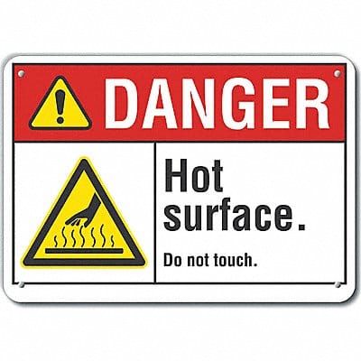 Hot Surface Danger Sign 10x14in Plastic