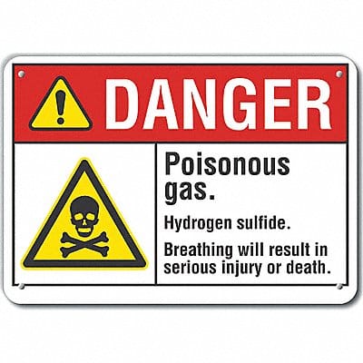 Poisonous Gas Danger Sign 10x14in Plastc