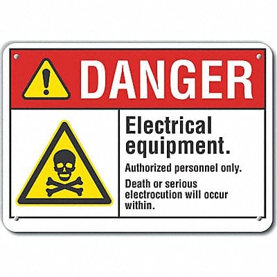 Elec Equipmt Danger Sign 10x14in Plastic