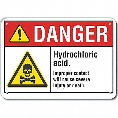 Hydrochloric Acid Danger Sign 7x10in