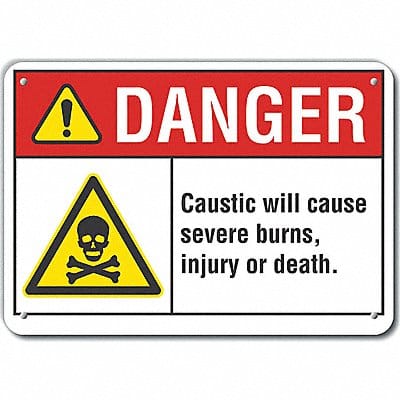 Caustic Danger Sign 10x14in Plastic