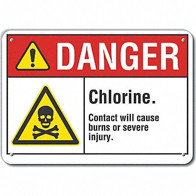 Chlorine Danger Sign 7x10in Plastic