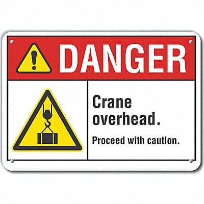 Crane Hoists Danger Sign 7x10in Plastic