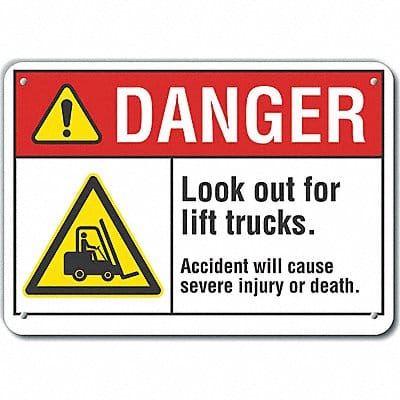 Lift Truck Traffic Danger Sign 10x14in