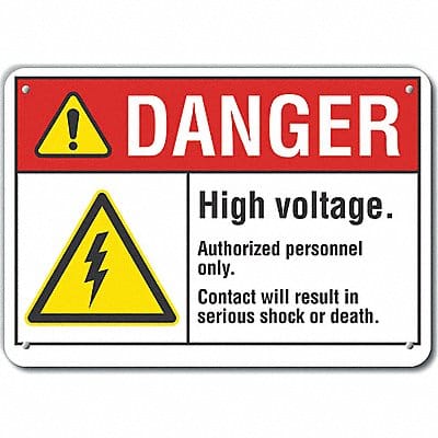 High Voltage Danger Sign 7x10in Plastic