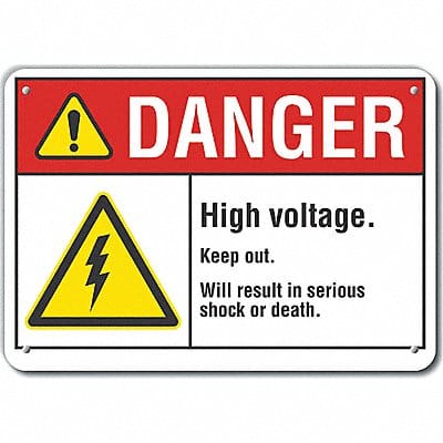 High Voltage Danger Sign 7inx10in Plastc