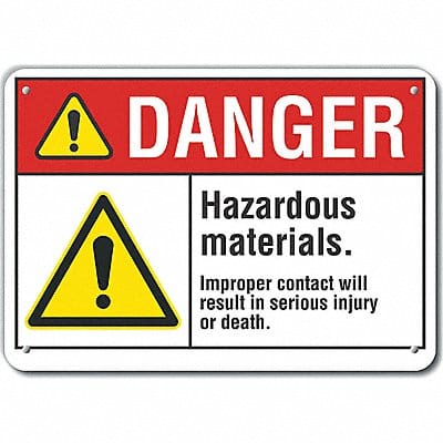 Hzrdous Mtrl Danger Sign 7x10in Plastic