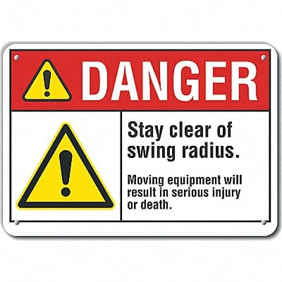 Stay Clear Danger Sign 10inx14in Plastic