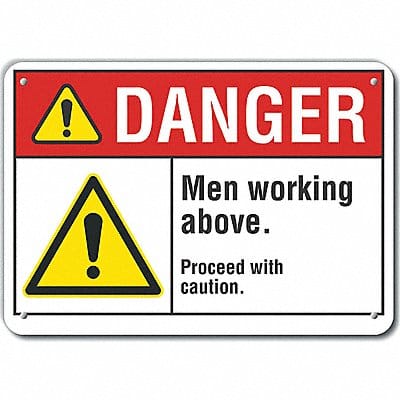 Men Working Danger Sign 10x14in Plastic