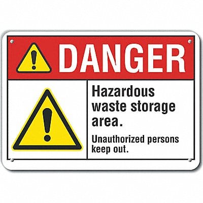 Hzrdous Waste Danger Sign 10x14in Plstc