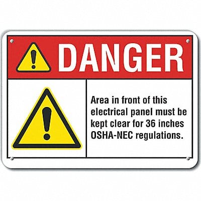 Elec Panel Danger Sign 7x10in Plastic