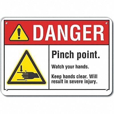 Pinch Point Danger Sign 7x10in Plastic