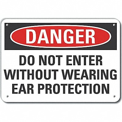 Alum Ear Danger Sign 10x14in Alum