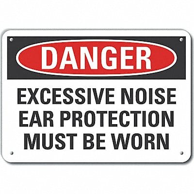 Alum Hearing Danger Sign 7x10in Alum