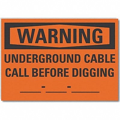 Underground Cable Warning Lbl 7x10in