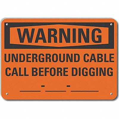 Rflct Underground Cable WarnSign 10x14in