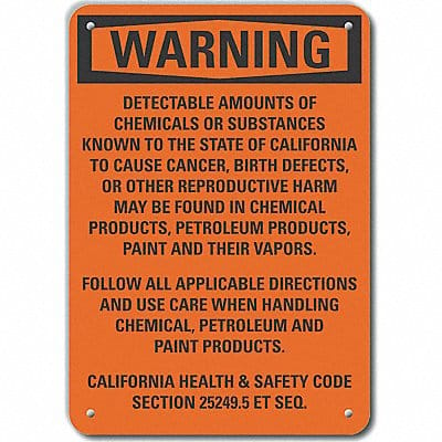 Alum Chemicals Warning Sign 7x10in Alum