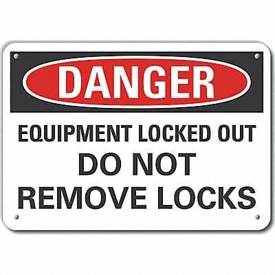 Alum Lockout Tagout Danger Sign 7x10in