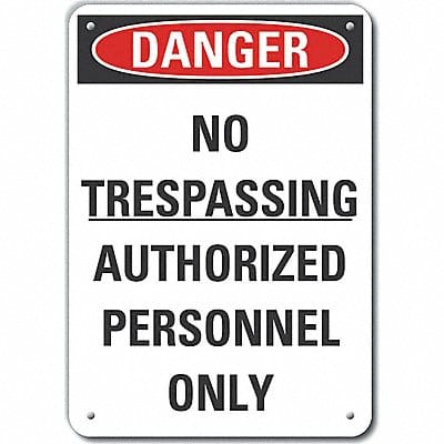 Alum No Trespassing Danger Sign 7x10in