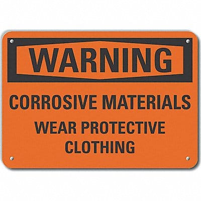 Alum Corrosive Mtrl Warning Sign 7x10in