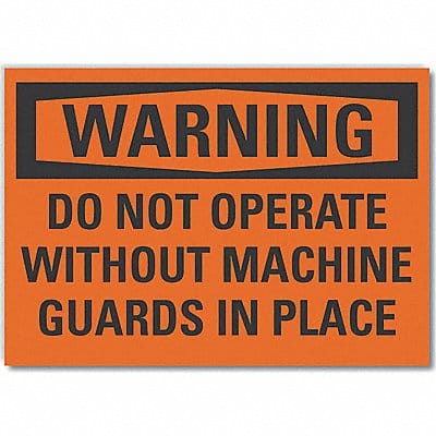 Machine Guards Warning Lbl 10x14in