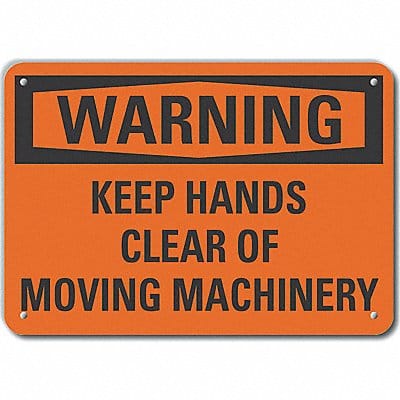 Alum Keep Hands Clear Warn Sign 7x10in