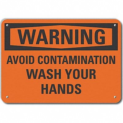 Aluminum Wash Hands Warning Sign 10x14in