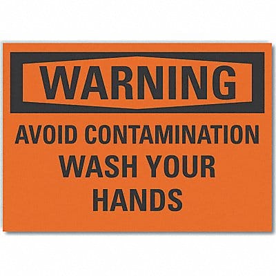 Wash Hands Warning Rflctv Lbl 3 1/2x5in