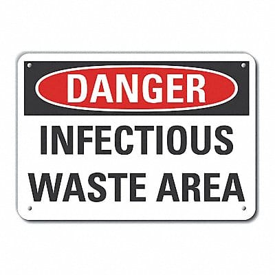 Infectious Waste Danger Sign 7inx10in