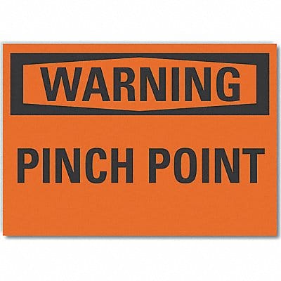 Pinch Point Warning Lbl 7x10in Polyest