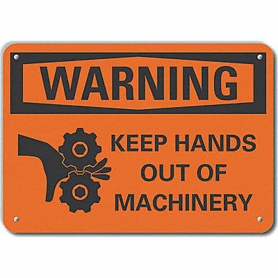 Alum Keep Hands Clear Warn Sign 7x10in