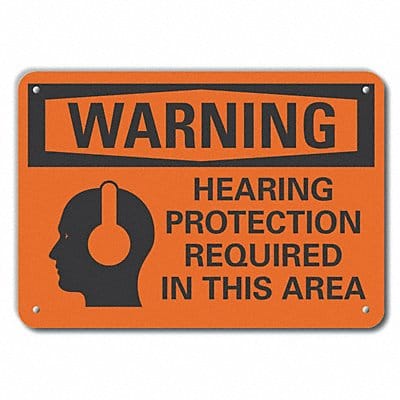 Alum Hearing Warning Sign 10x14in Alum