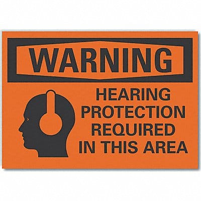 Hearing Warning Rflct Label 10inx14in