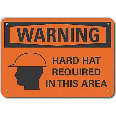 Hard Hat Warning Sign 10inx14in Aluminum