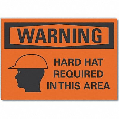 Hard Hat Warning Lbl 7inx10in Polyester