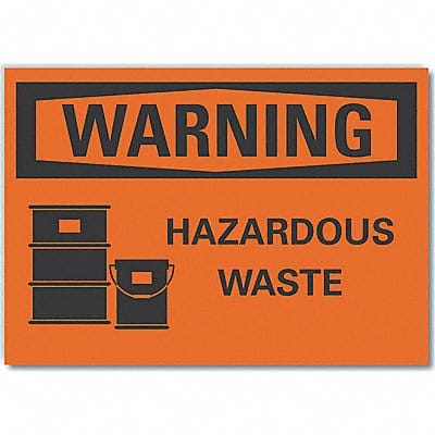 Hazardous Waste Warning Rflct Lbl 5x7in