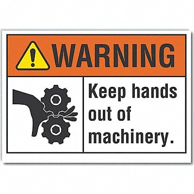 Keep Hands Clear Warn RflctvLbl 7x10in