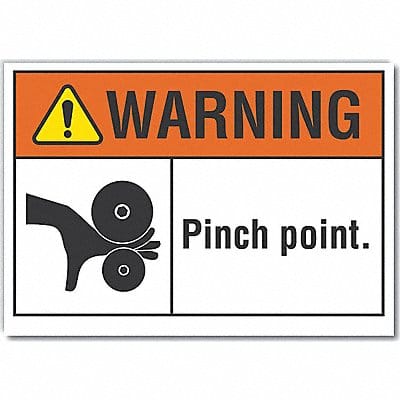 Pinch Point Warning Labl 3.5x5in Polyest