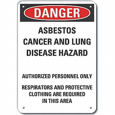 Rflct Asbestos Danger Sign 14x10in Alum