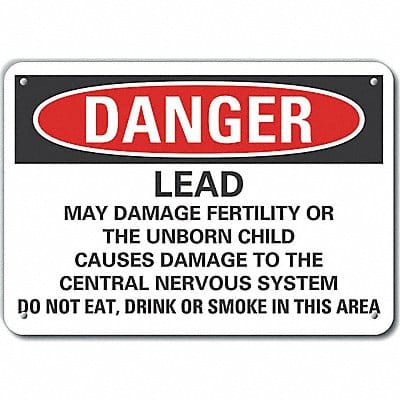 Alum Lead Hazard Danger Sign 7x10in Alum