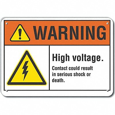 Rflctv High Voltage Warning Sign 10x14in