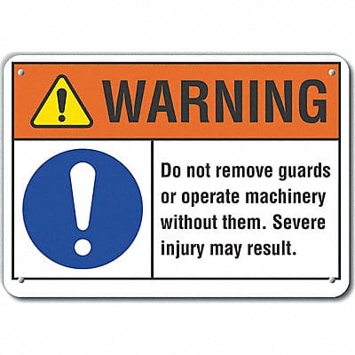 Rflctv Mach Guards Warn Sign 10x14in