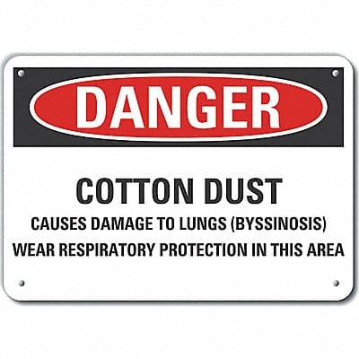 Rflct Cotton Dust Danger Sign 7x10in