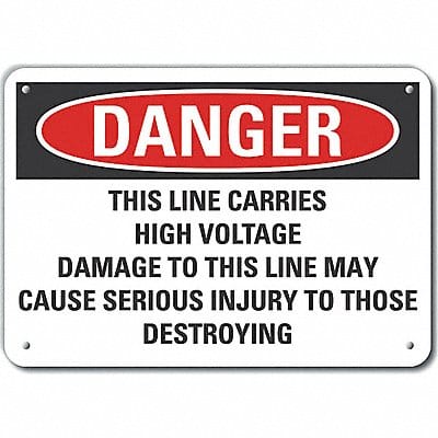 Rflct High Voltage Danger Sign 10x14in